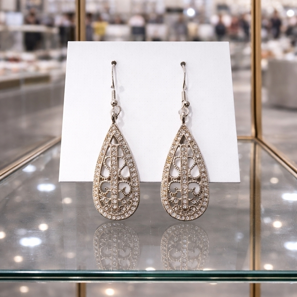 Silver Dangle Earrings with bling.